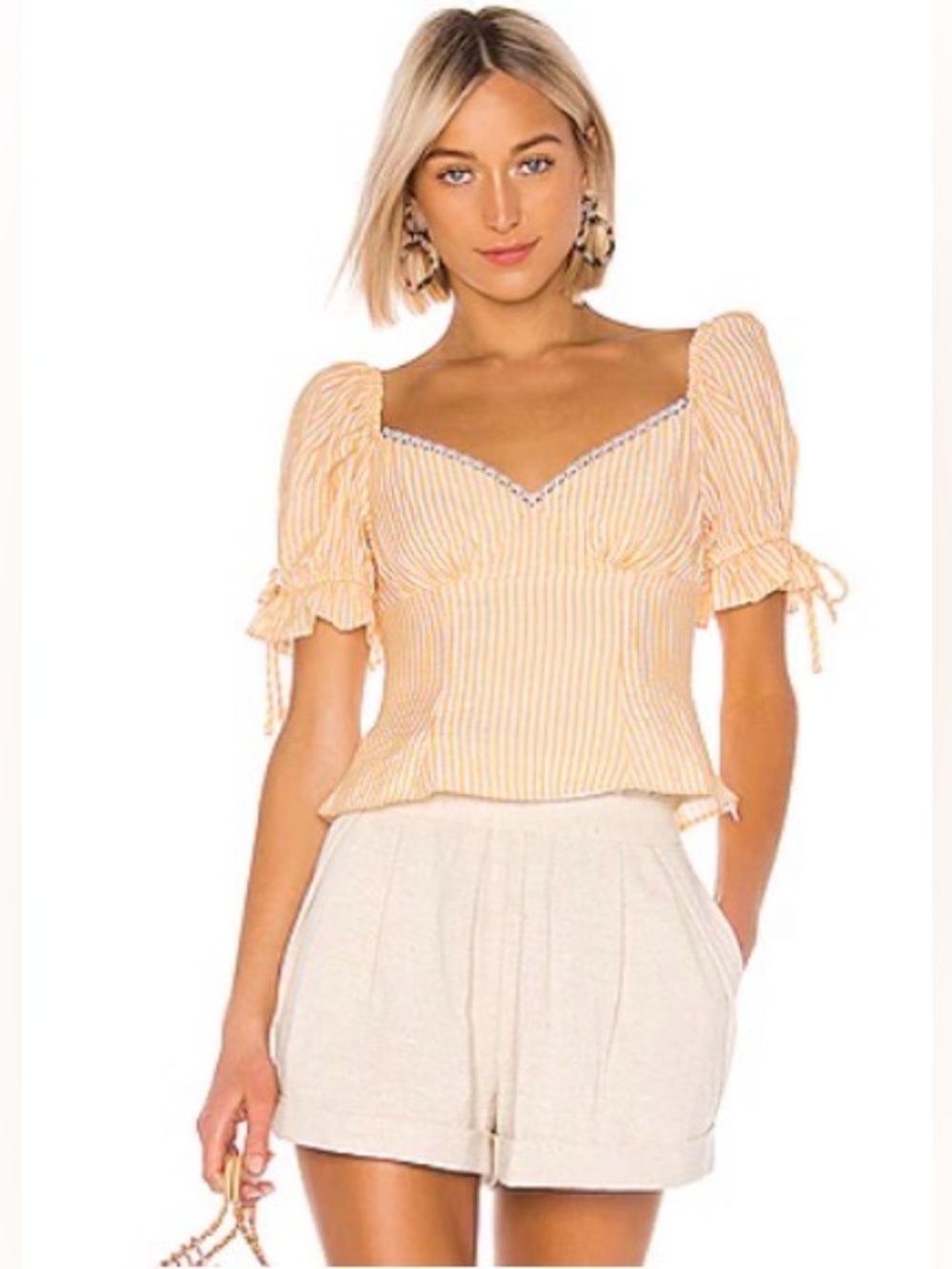 LPA at Revolve Apollonia Top in Yellow Stripes Women's Size XL